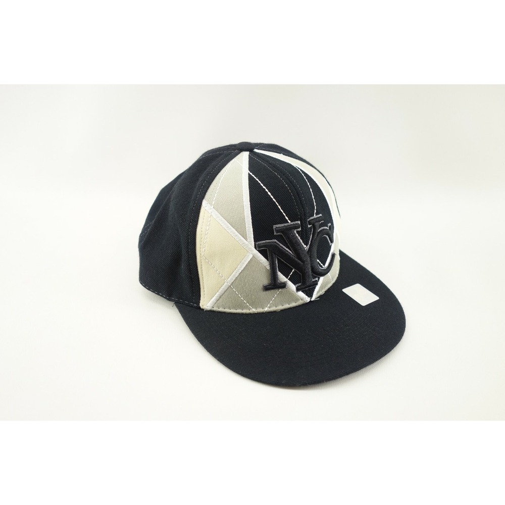 KB Ethos Black‎ Cap Argyle Plaid New York City Fitted Hat Size Large